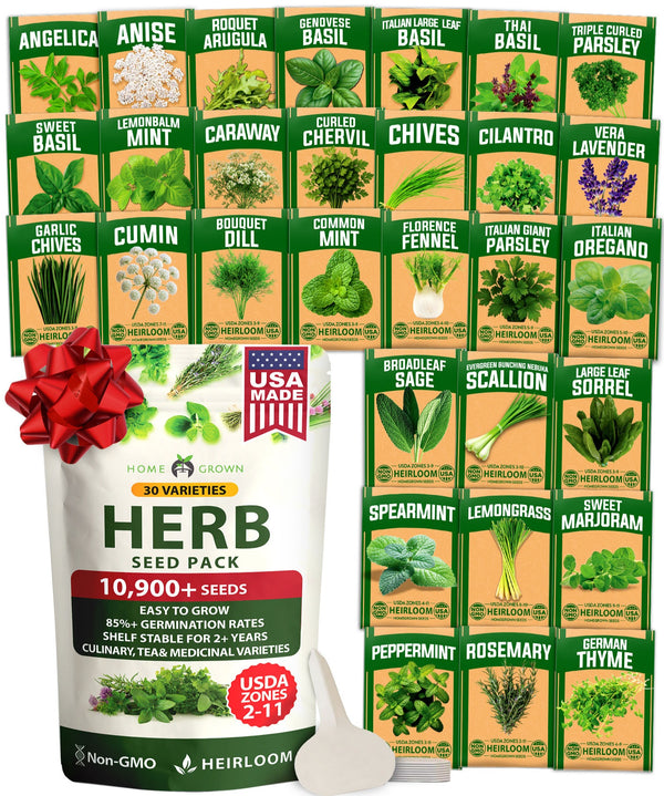 Culinary Herb Seeds, 30 Varieties, 10,900+ ct, USA - Homegrown Garden