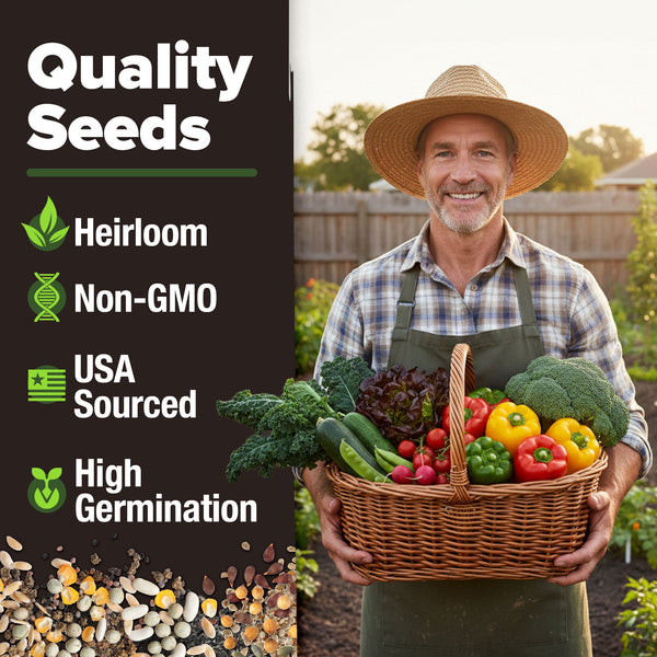 garden seeds non gmo Heirloom Vegetable Seeds, 10 Variety Pack, 5700+ ct