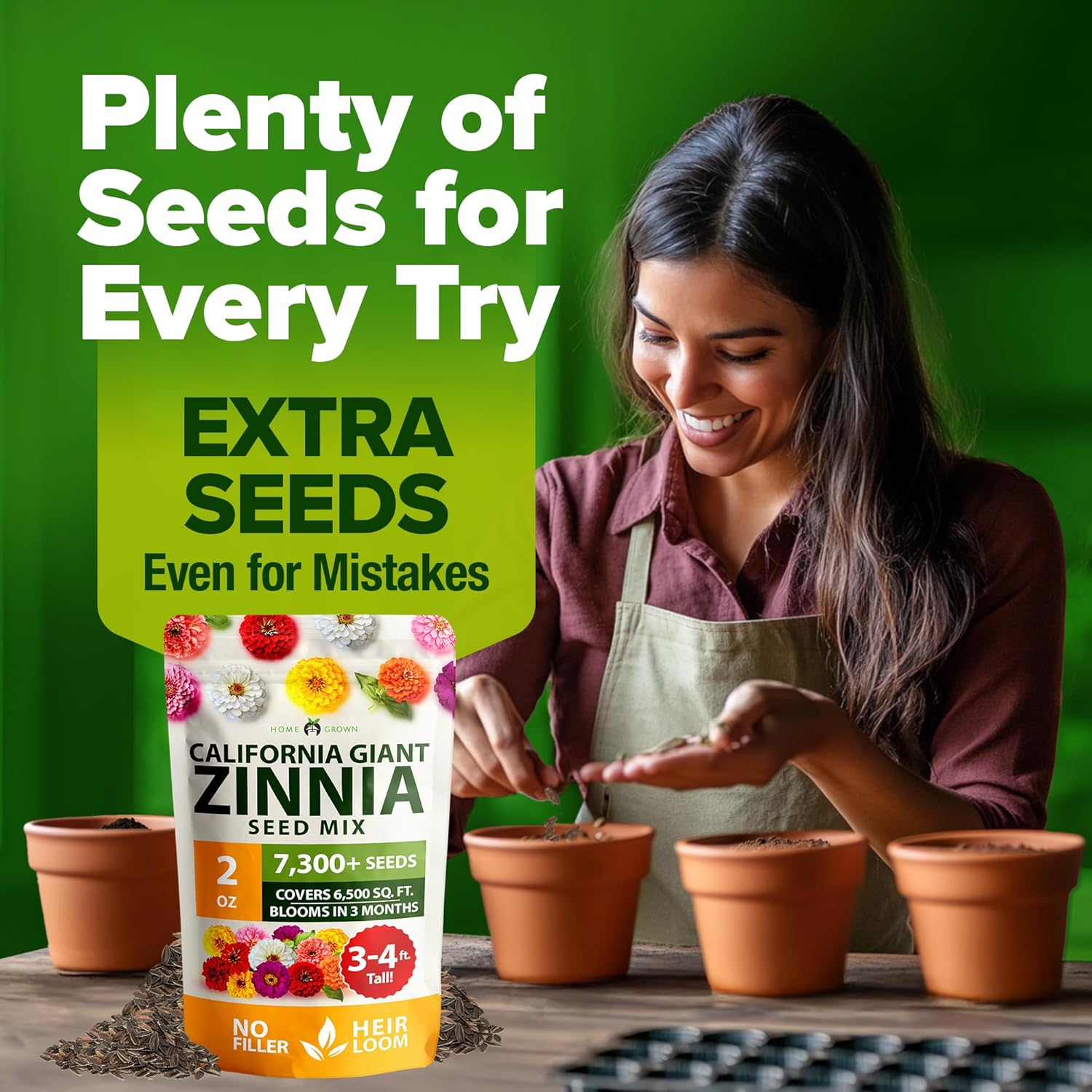 Woman planting Zinnia Seeds