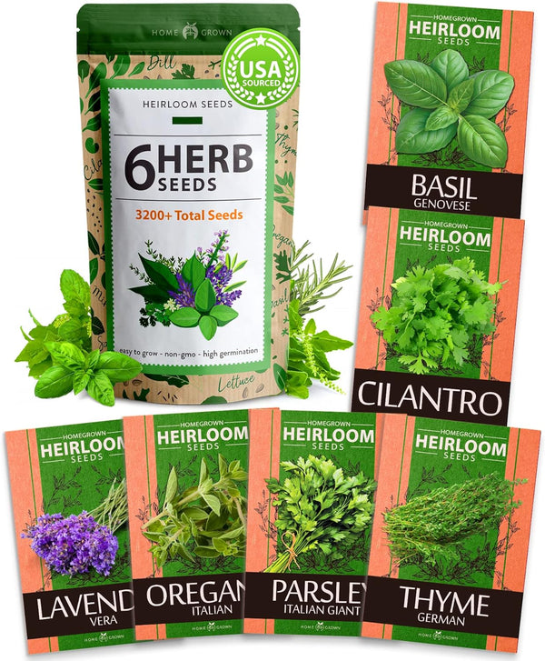 organic herb seeds for planting Herb Seeds Variety Pack, 6 Types, Non-GMO, USA Grown
