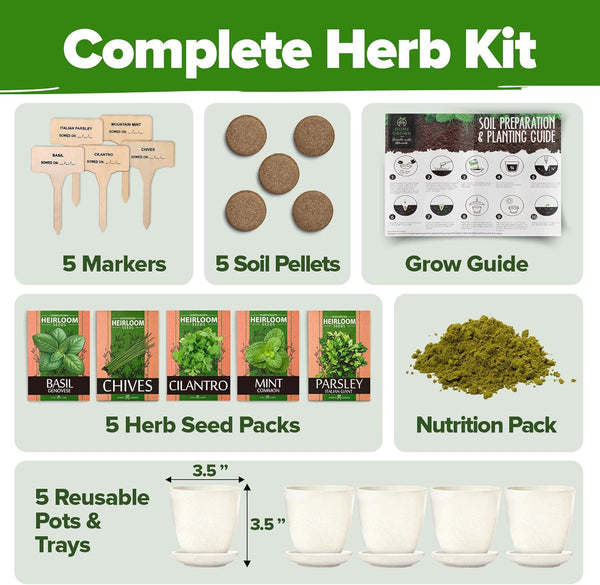 herb seed planting guide Indoor Herb Garden Starter Kit, 5 Varieties, Seeds & Tools