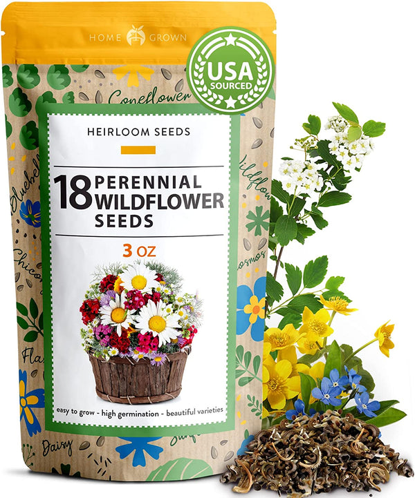 purchase wildflower seeds Perennial Wildflower Seeds, 18 Variety, 3oz, USA Grown