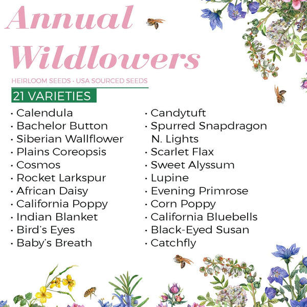 wildflower seeds block of the month Annual Wildflower Seeds, 21 Variety Mix, 3oz, USA Grown