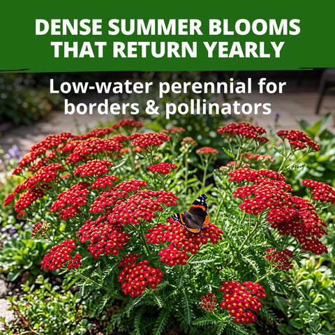 HOME GROWN Red Yarrow 2,000 Flower Seeds, Achillea millefolium, Heirloom Non-GMO, Carmine Red Blooms, Pollinator Garden