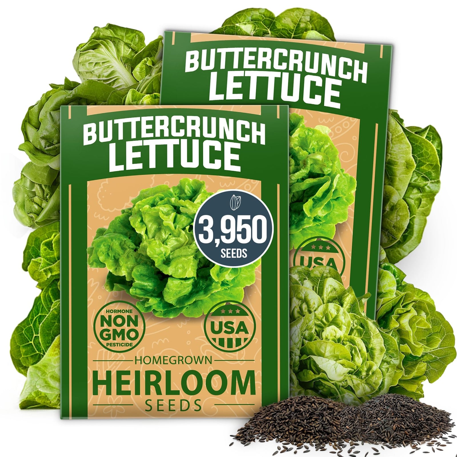 Buttercrunch Lettuce Seeds - 3,950 Seeds (2-Pack) - Butterhead