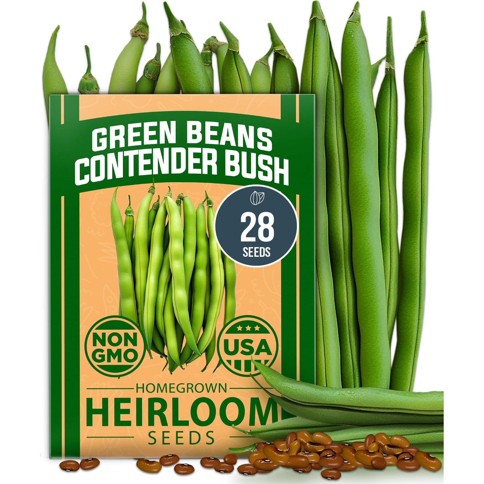 Contender Bush Bean Seeds - 28 Seeds - Stringless Heirloom