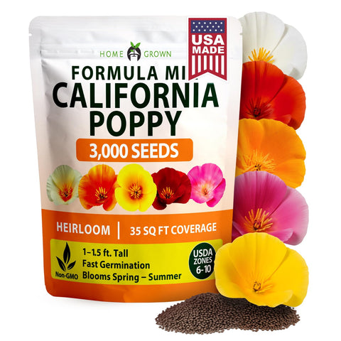 Formula Mix California Poppy Seeds - 3,000 Seeds - Mixed Colors