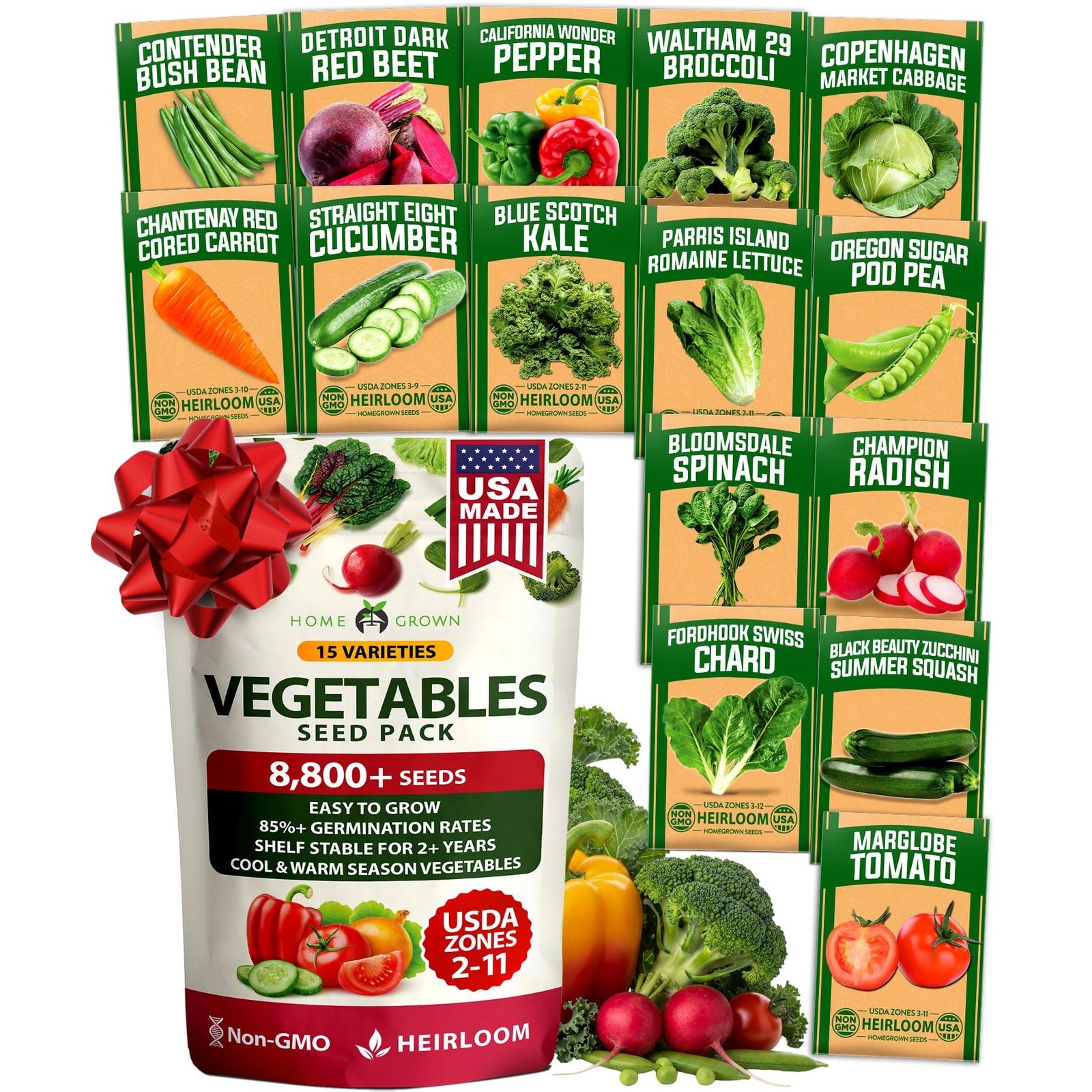 Heirloom Vegetable Seeds - (15 Variety)