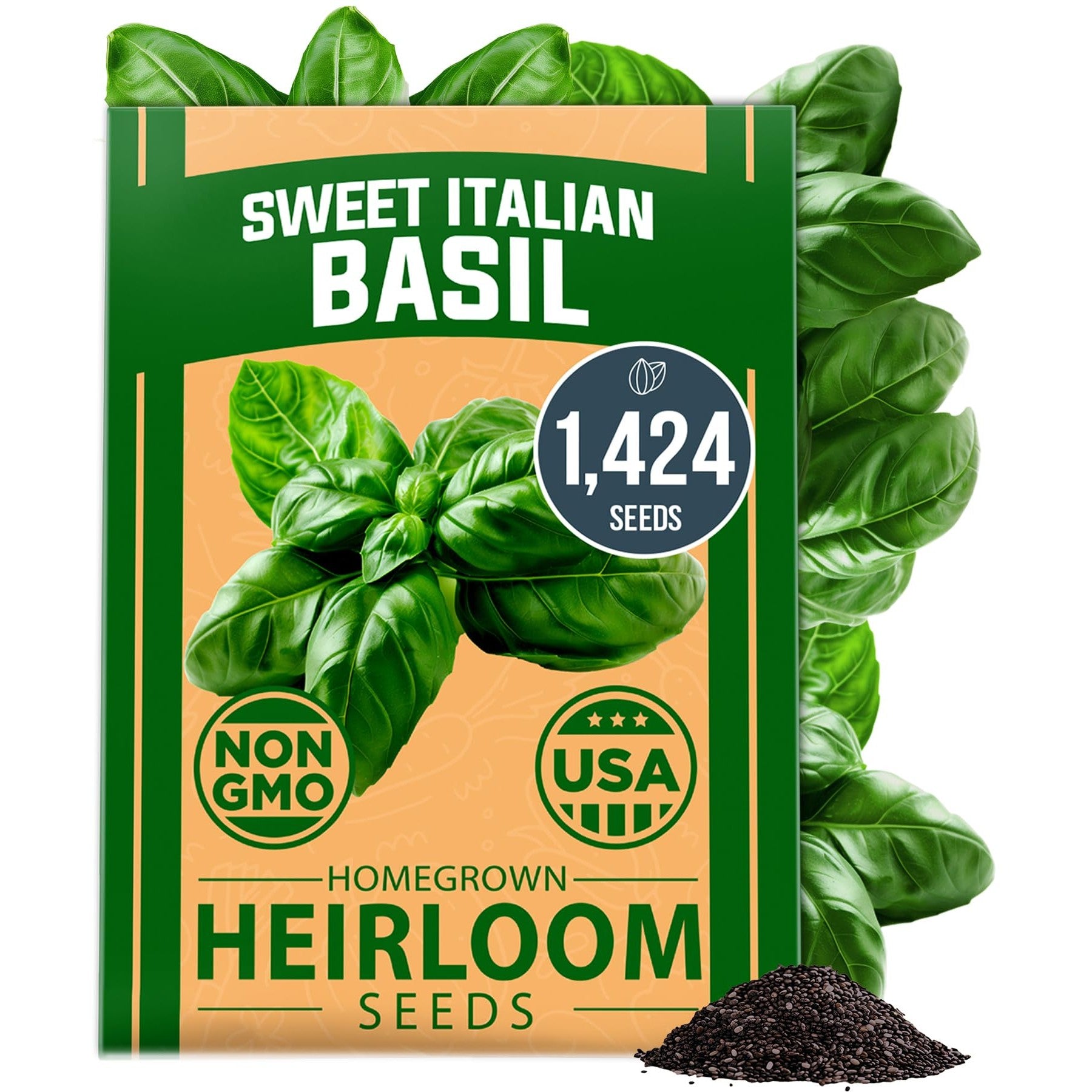 Sweet Italian Basil Seeds - 712 Seeds (2.5g) - Large-Leaf Heirloom