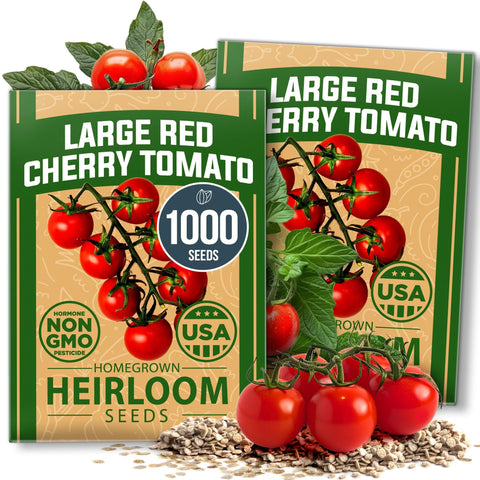 Large Red Cherry Tomato Seeds - 1,000 Seeds (2-Pack) - Bite-Size