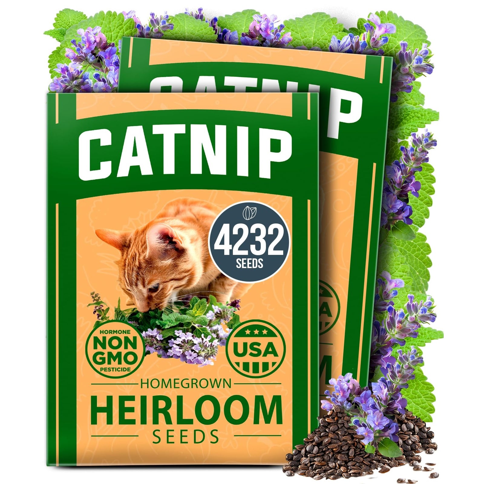 Catnip Seeds - 4,232 Seeds (2-Pack) - Heirloom Cat Herb