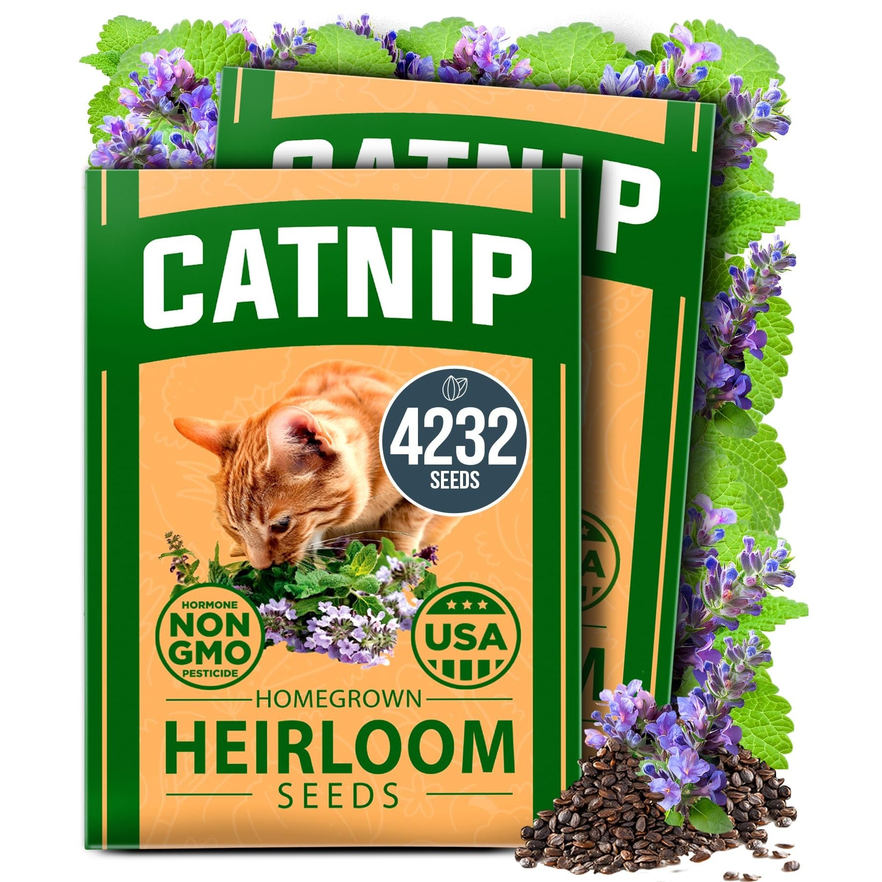Catnip Seeds - 4,232 Seeds (2-Pack) - Heirloom Cat Herb
