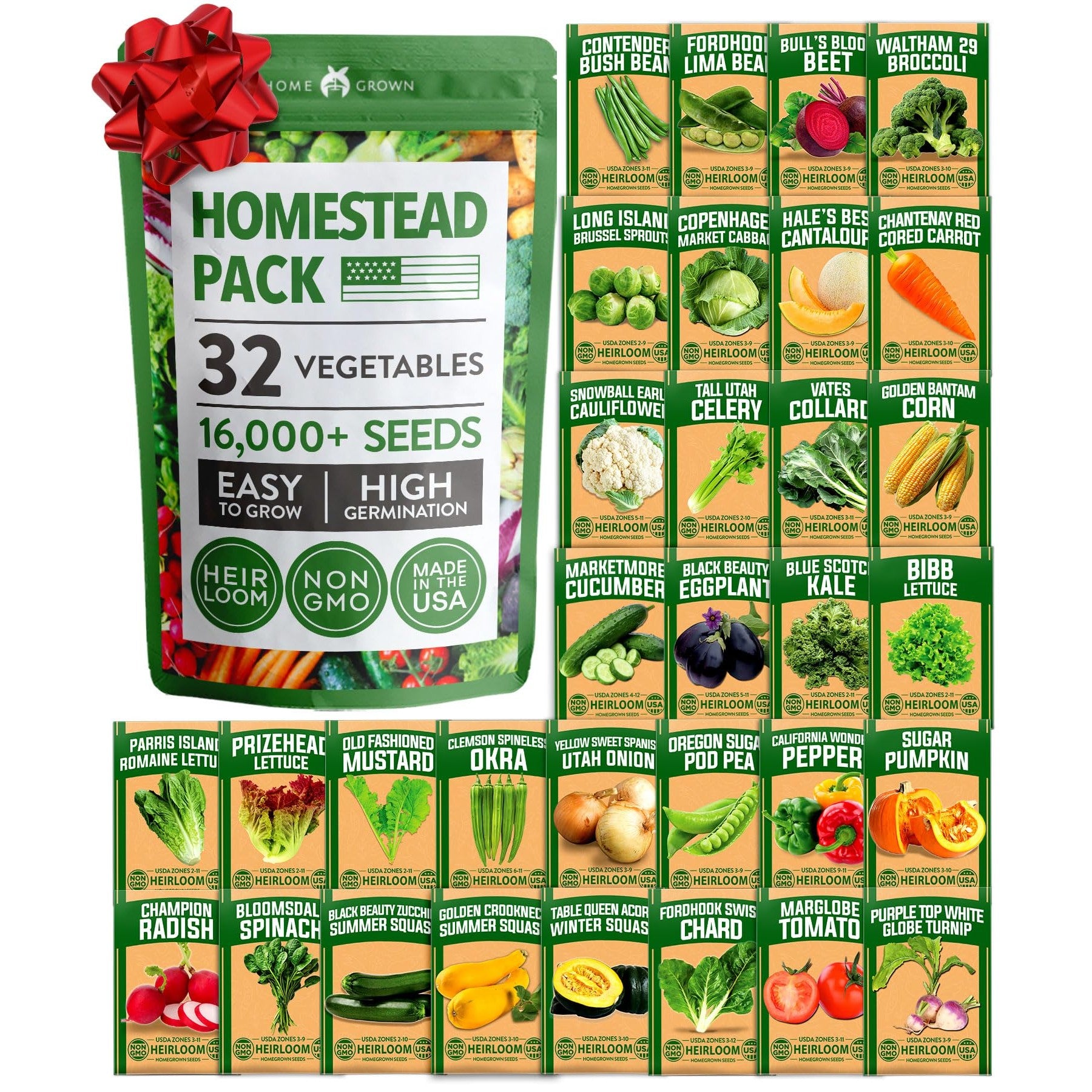 Heirloom Vegetable Seeds - (32 Variety)