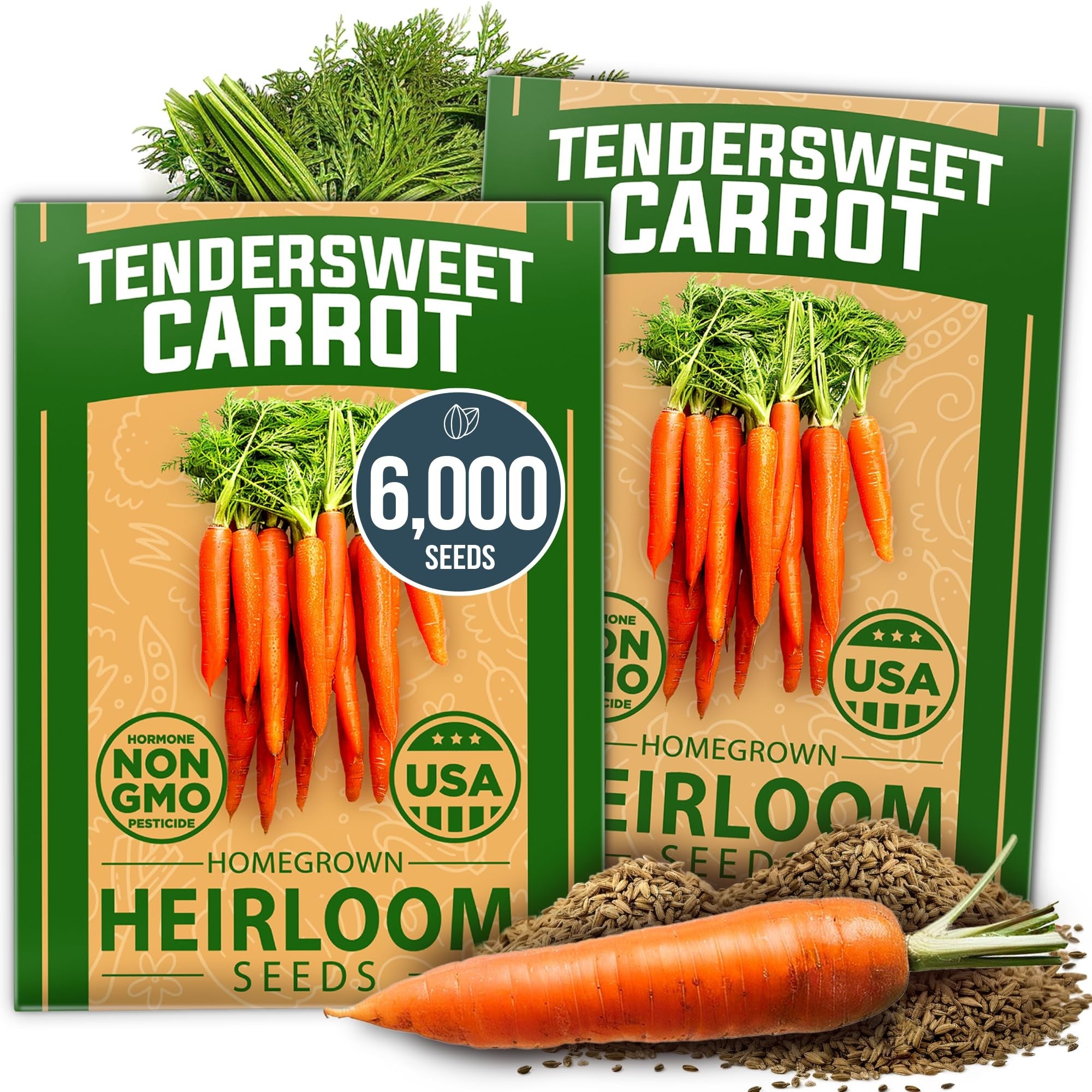 Tendersweet Carrot Seeds - 6,000 Seeds (2-Pack) - Sweet & Tender