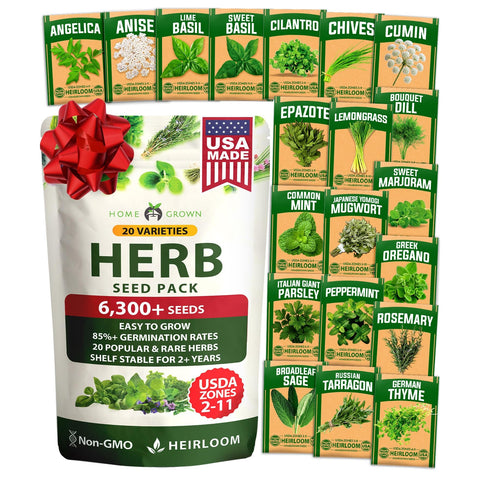 Herb Seed Pack - 20 Varieties (6,000+ Seeds) - With Plant Markers