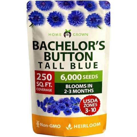 Bachelor Button Seeds - 6,000 Seeds - Deep Blue Cornflower