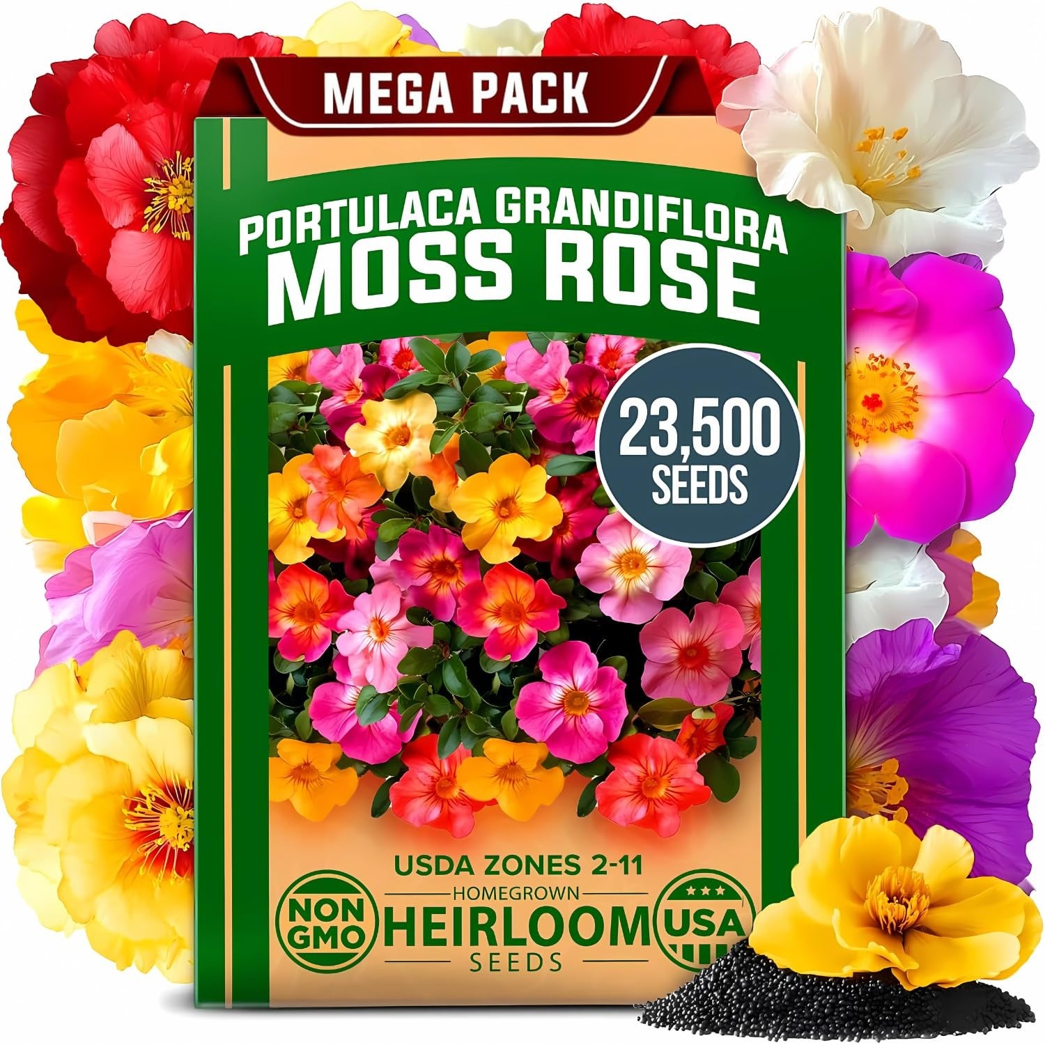 Moss Rose Seeds - 23,500 Seeds (2.8g) - Heat-Loving Ground Cover