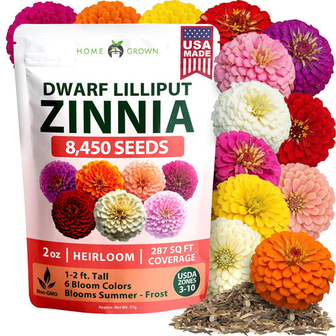 Lilliput Mix Zinnia Seeds - 8,450 Seeds (2oz) - Small 1.5-2
