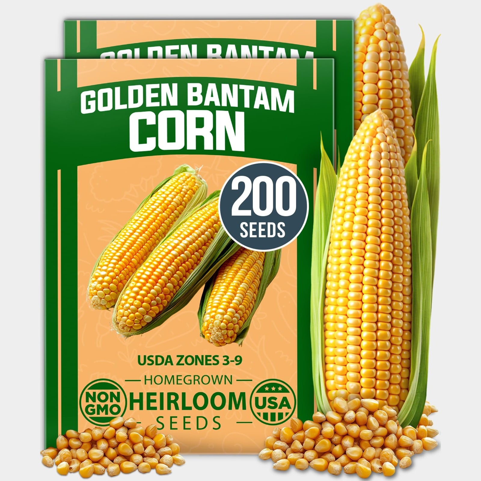 Golden Bantam Sweet Corn Seeds - 200 Seeds (2-Pack) - Heirloom