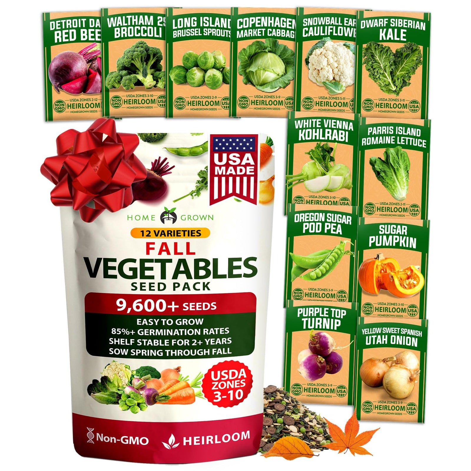 Fall & Winter Vegetable Seed Pack - 12 Varieties (9,600+ Seeds)