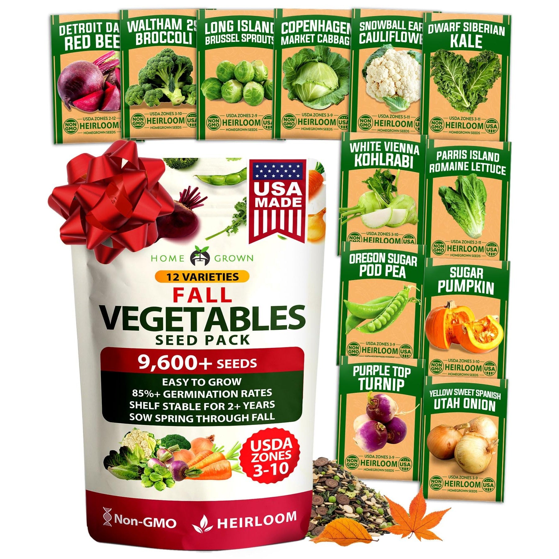 Fall & Winter Vegetable Seed Pack - 12 Varieties (9,600+ Seeds)