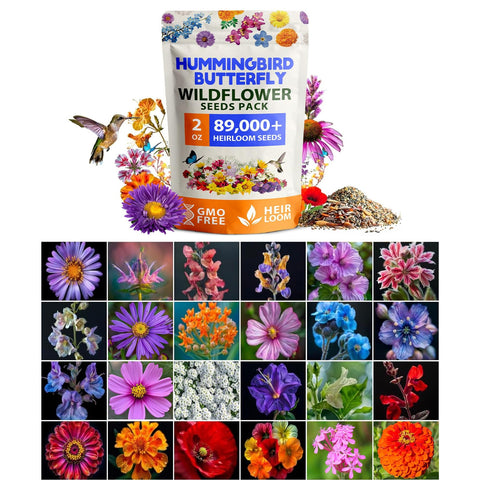 Wildflower Seed Mix - 89,000+ Seeds (2 oz) - 23 Varieties