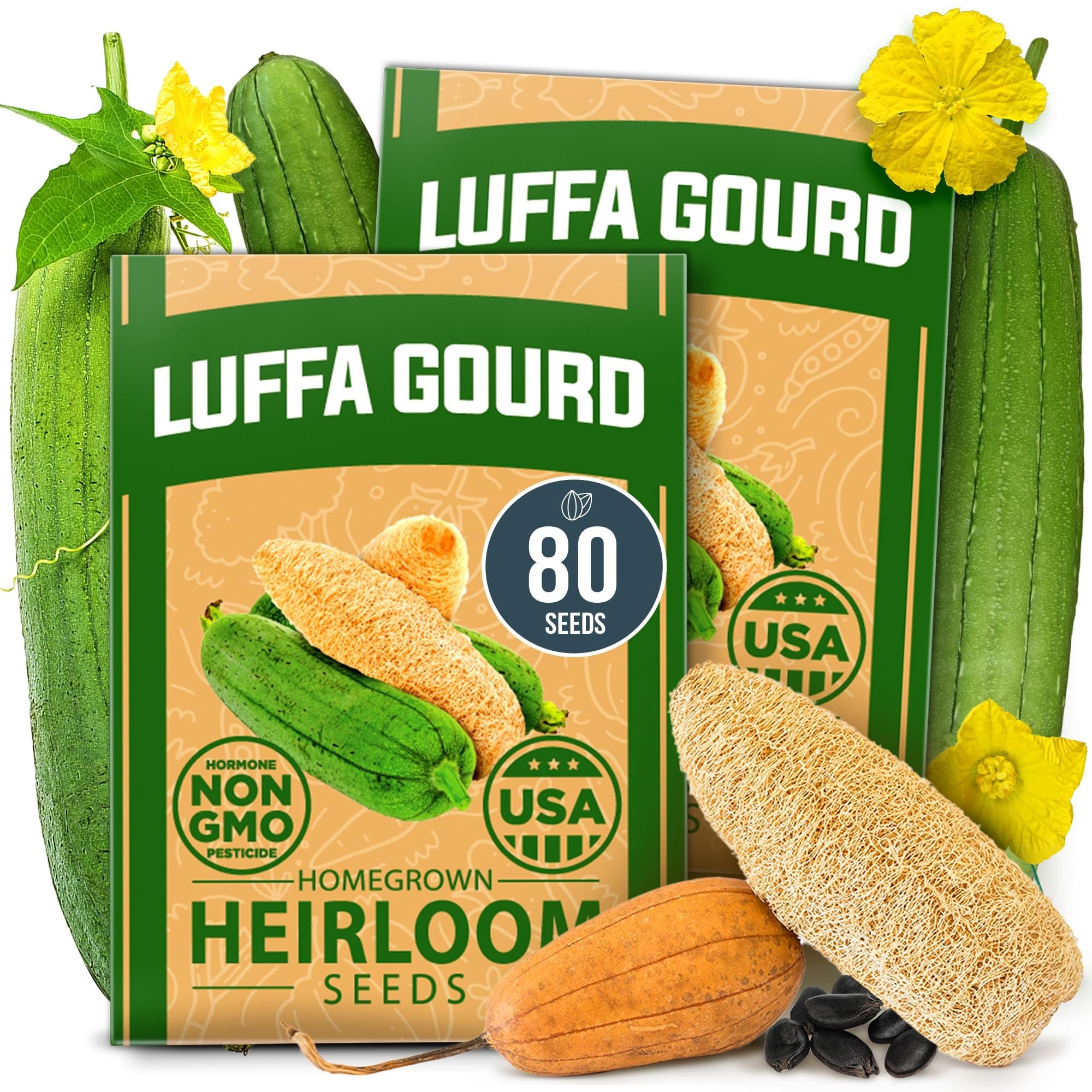 Luffa Seeds - 80 Seeds (2-Pack) - Grow Natural Sponges