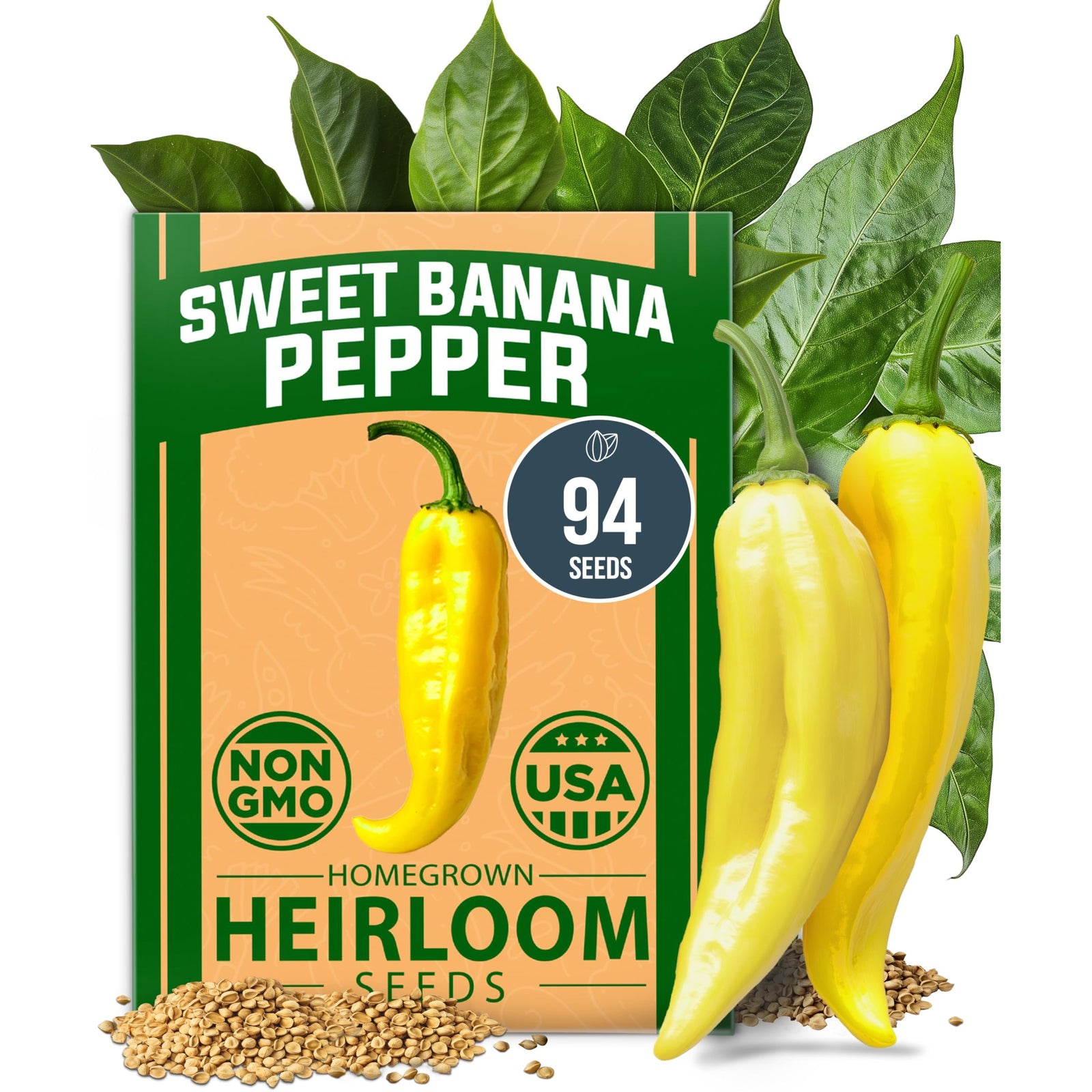 Banana Pepper Seeds - 94 Seeds - Sweet Mild Heirloom