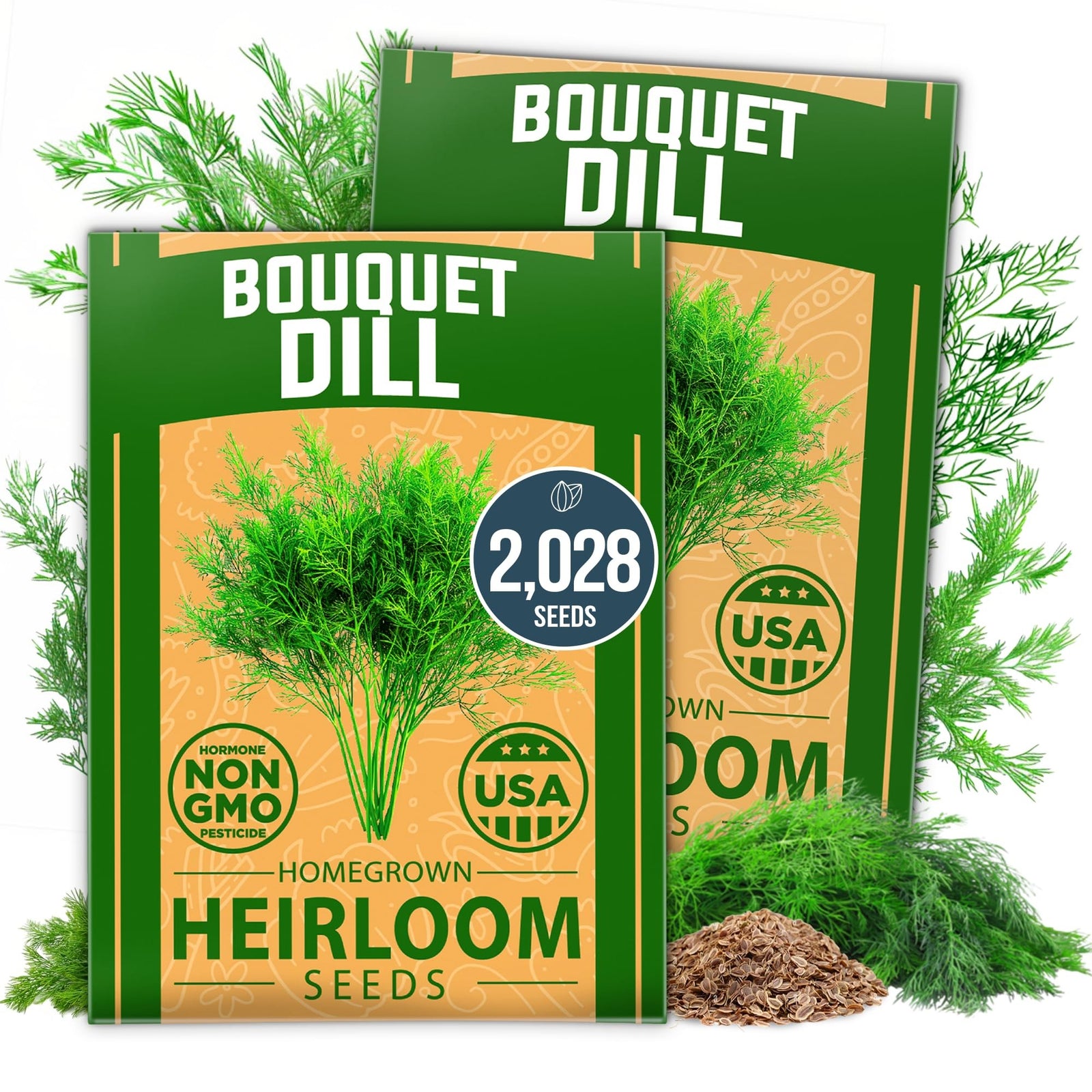 Bouquet Dill Seeds - 2,028 Seeds (2-Pack) - Heirloom for Pickling