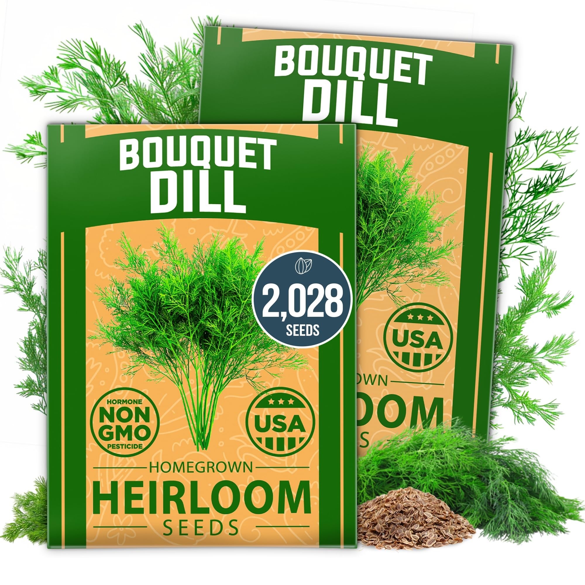 Bouquet Dill Seeds - 2,028 Seeds (2-Pack) - Heirloom for Pickling