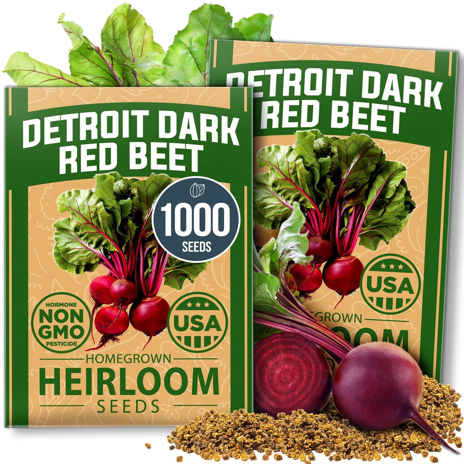Detroit Dark Red Beet Seeds - 500 Seeds (2-Pack) - Sweet Heirloom