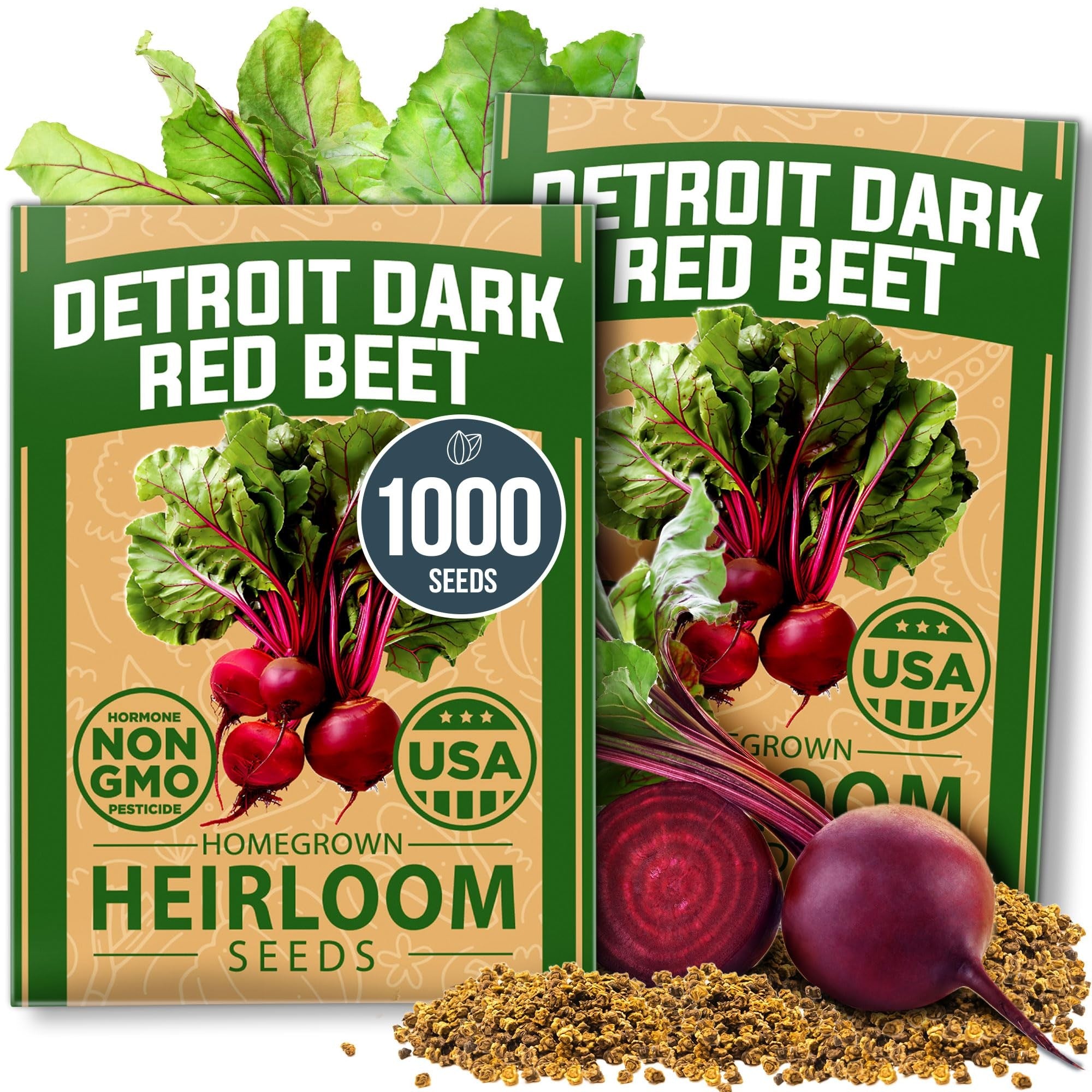 Detroit Dark Red Beet Seeds - 500 Seeds (2-Pack) - Sweet Heirloom