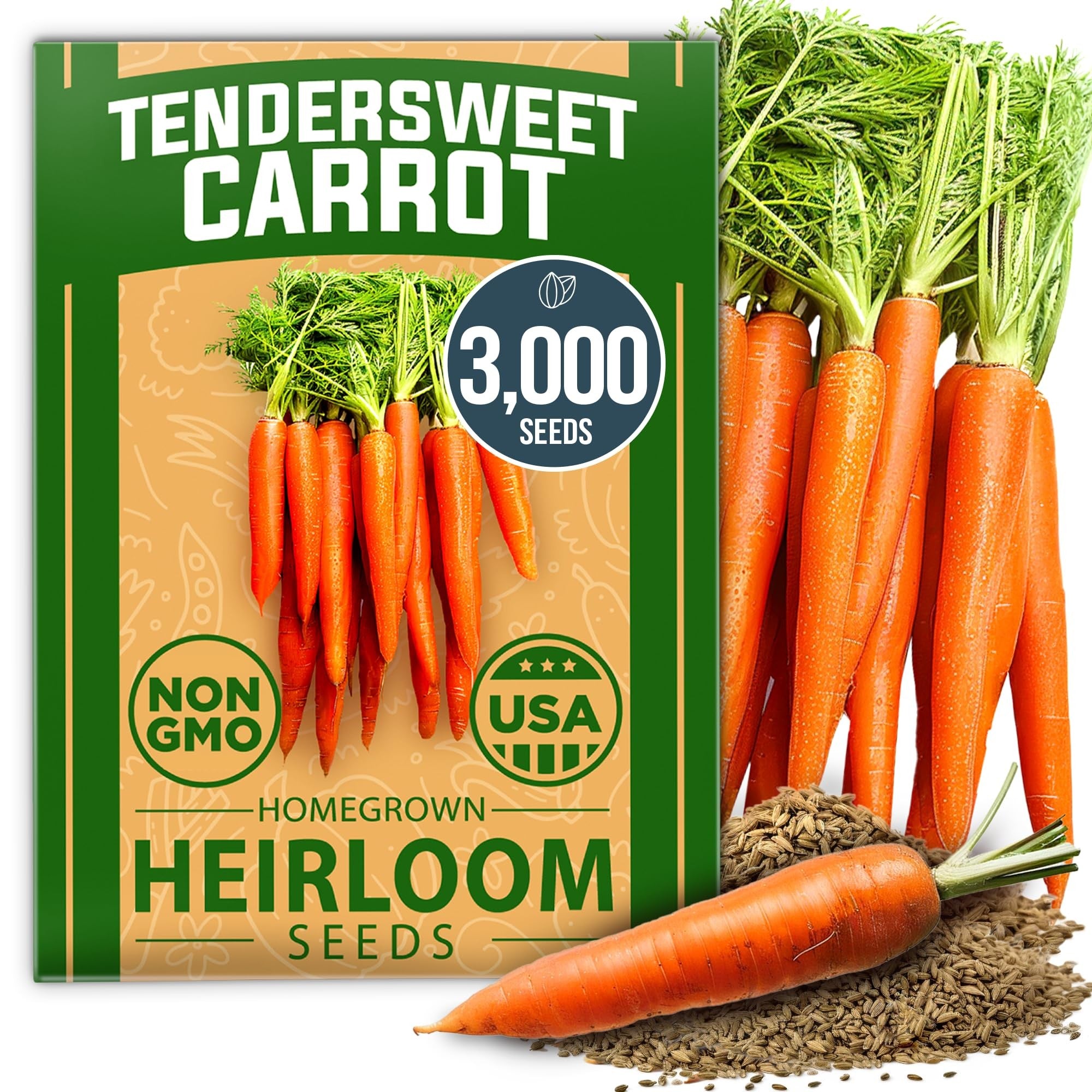 Tendersweet Carrot Seeds - 3,000 Seeds - Sweet & Tender Roots