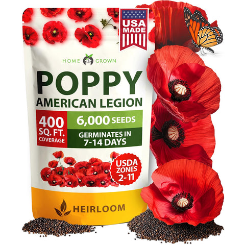 American Legion Poppy Seeds - 6,000 Seeds - Brilliant Red Blooms