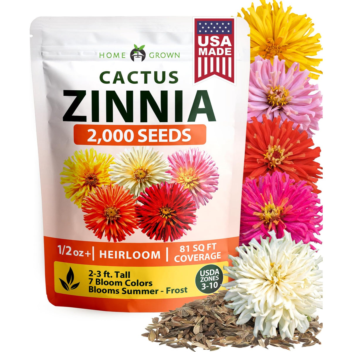 Cactus Mix Zinnia Seeds