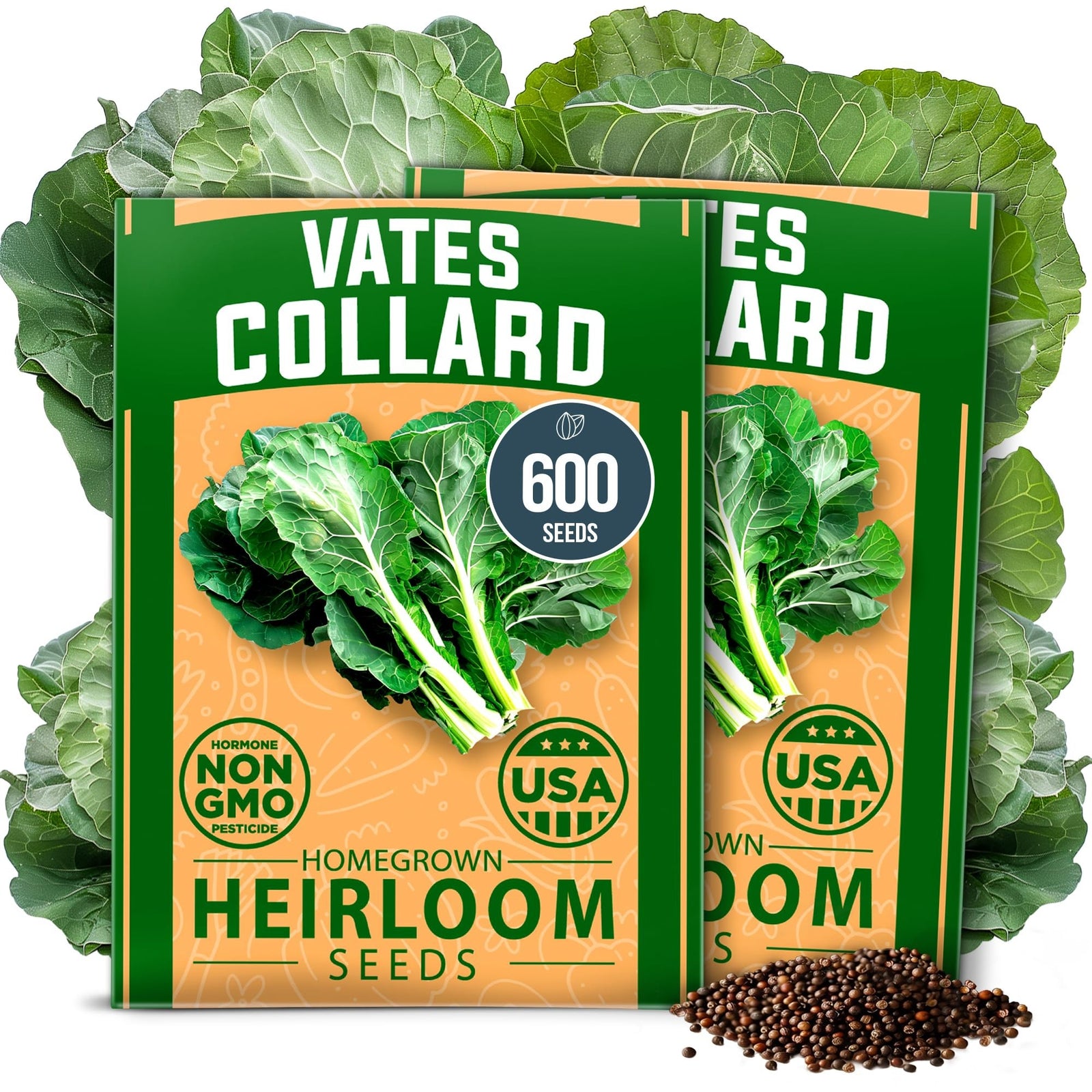 Vates Collard Seeds - 600 Seeds (2-Pack) - Cold-Hardy Heirloom