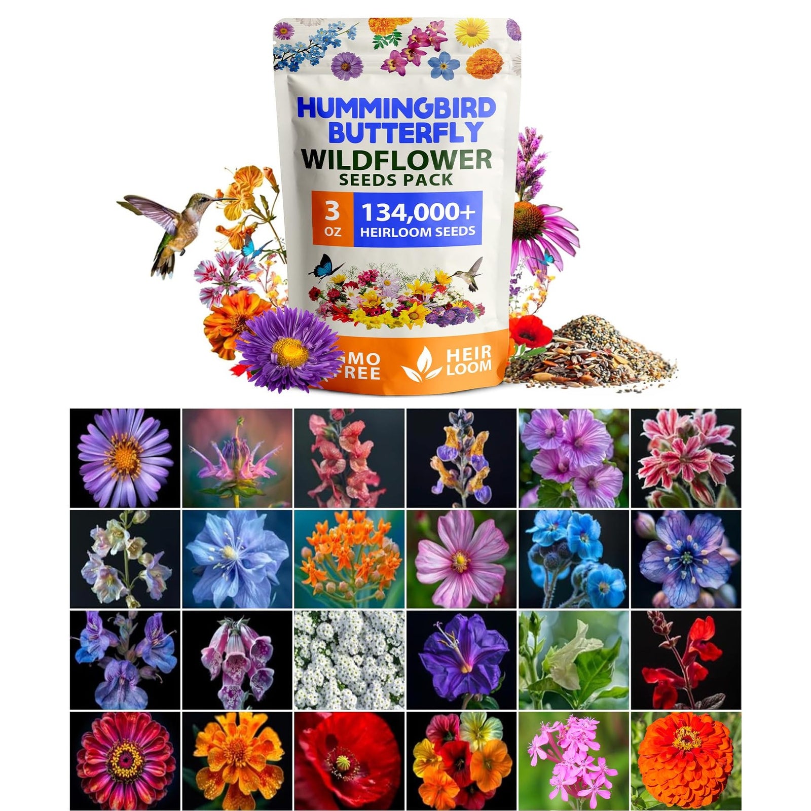 Birds & Butterflies Wildflower Seed Mix - Includes Milkweed