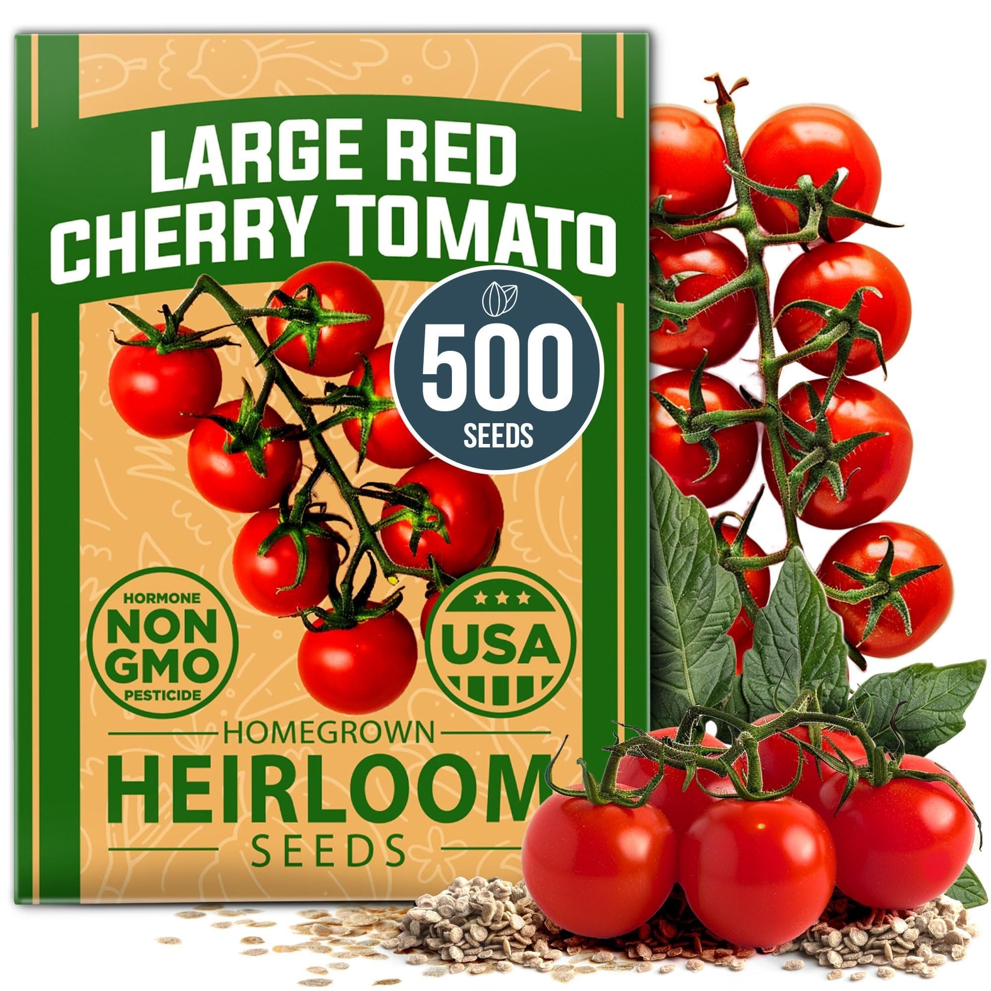 Large Red Cherry Tomato Seeds - 500 Seeds - Bite-Size Heirloom