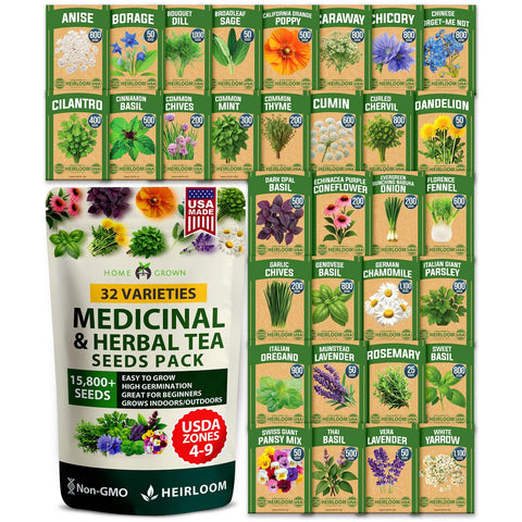 Medicinal Herb Seed Pack - 32 Varieties - Tea & Wellness Garden