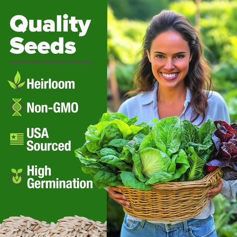 Lettuce Seed Pack - 5 Varieties (3,950 Seeds) - Salad Garden Mix