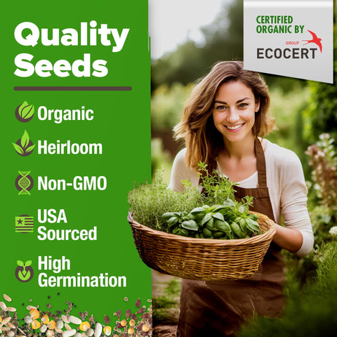 Organic Herb Seed Pack - 15 Varieties - USDA Certified