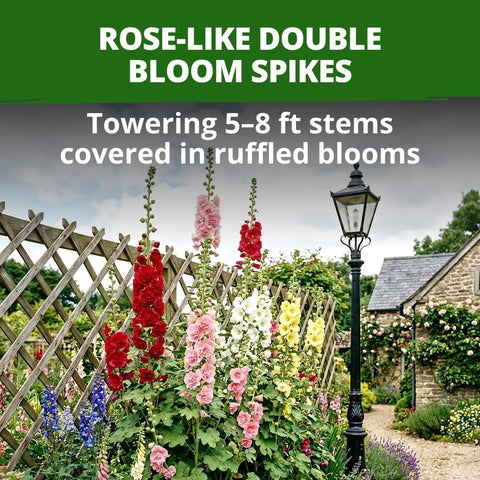 Chater's Double Hollyhock Seeds - 100 Seeds - 5-8 ft Double Blooms