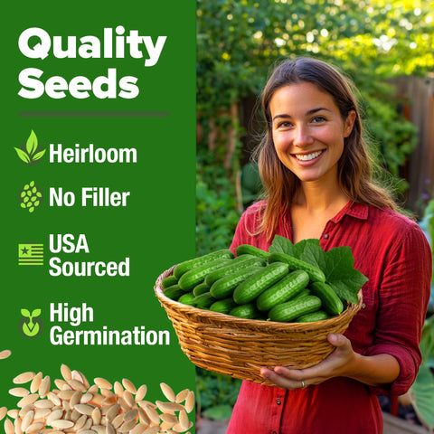 Beit Alpha Persian Cucumber Seeds - 100 Seeds - Harvest in 50-60 Days