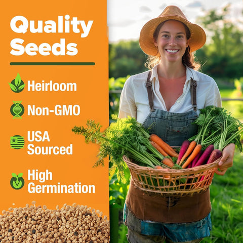 Rainbow Carrot Seed Pack - 10 Varieties - Red, Purple & Yellow Roots