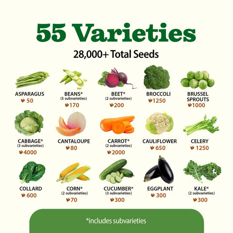 Heirloom Vegetable Seeds - (55 Variety)
