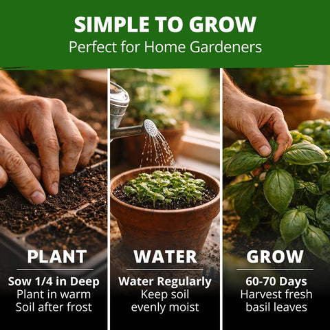 Sweet Italian Basil Seeds - 712 Seeds (2.5g) - Large-Leaf Heirloom