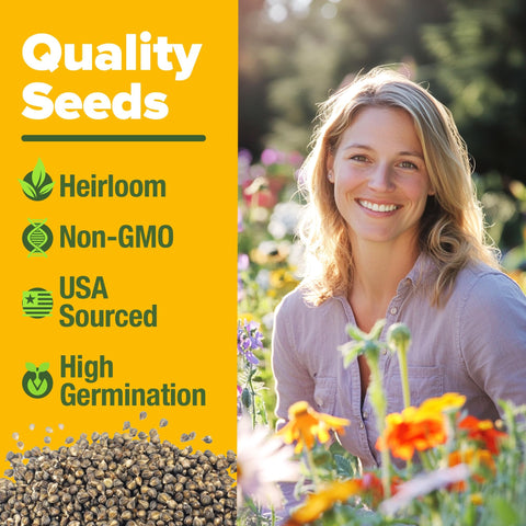 Annual Wildflower Seed Mix - 110,600+ Seeds (3 oz) - 21 Varieties