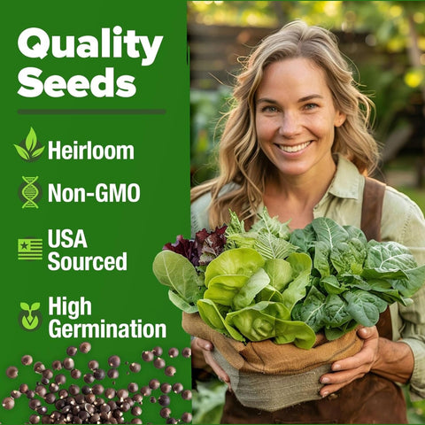 Lettuce Seed Pack - 20 Varieties (21,600+ Seeds) - Salad Greens Mix