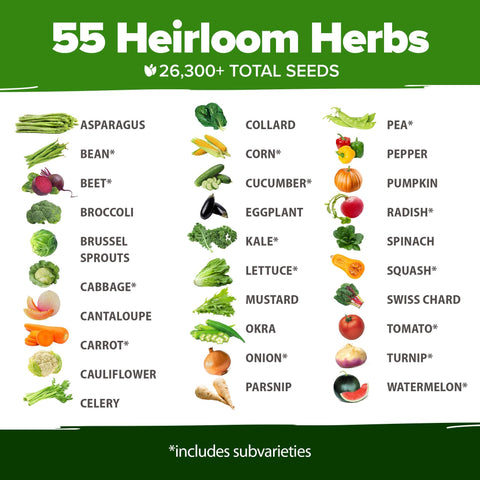 Herb & Vegetable Seed Vault - 70 Varieties (32,000+ Seeds)