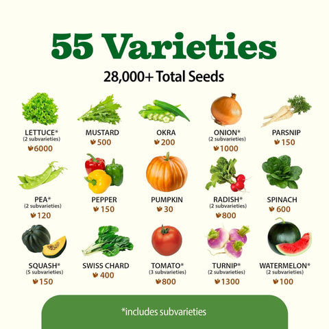 Heirloom Vegetable Seeds - (55 Variety)